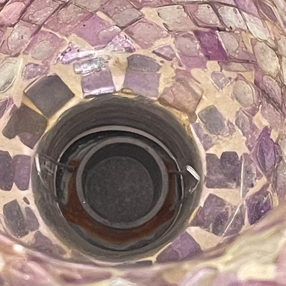 PartyLite Purple Mosaic Glass Tile Hurricane Candle Holder - Picture 3 of 5